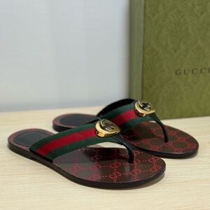 Gucci Kika Web Thong Sandals